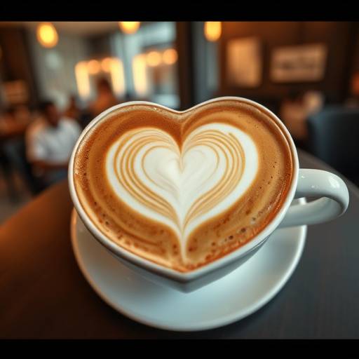 Café latte com arte latte de coraäão.