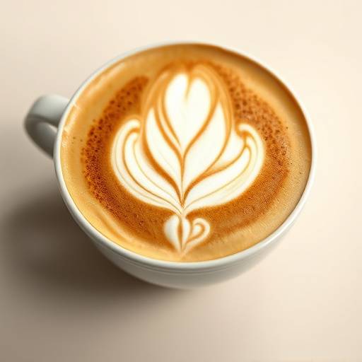 Cappuccino cremoso com arte latte de folha.