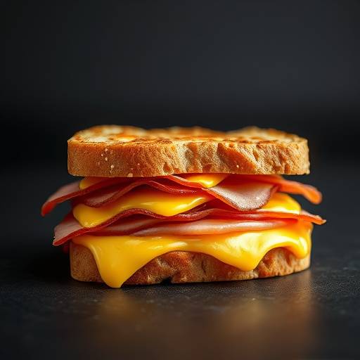 Sanduíche mista com queijo derretido e fiambre.
