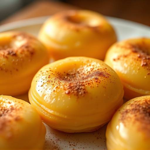 Uma seleäão de pastéis de nata frescos e dourados, polvilhados com canela.