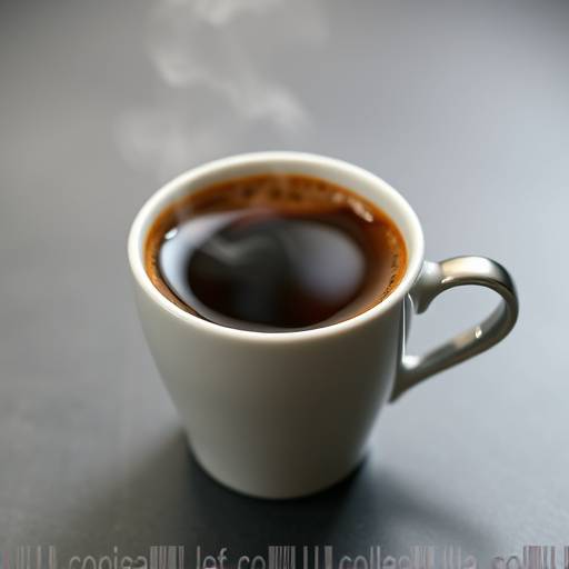 Uma xícara de café expresso fumegante, com creme espesso e cor marrom escura.